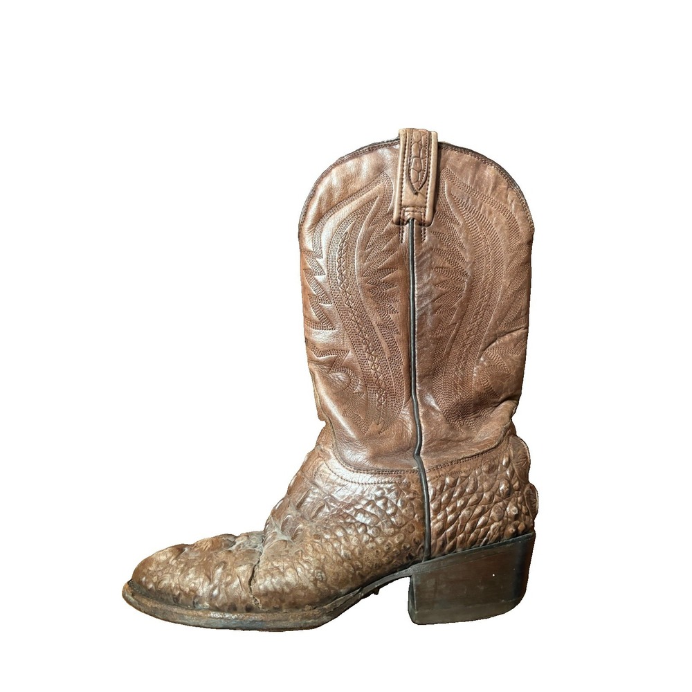 Rudel Rogers Brown Leather Crocodile Skin Cowboy Boots Women's Size 6 B